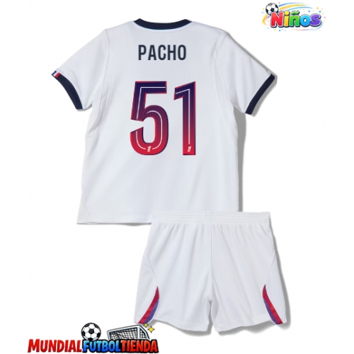 Camiseta Paris Saint-Germain Willian Pacho #51 Segunda Equipación Replica 2026-27 para niños mangas cortas (+ Pantalones cortos)